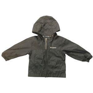 Columbia Unisex Lightweight Hooded Jacket Black 2T Pockets Logo Elastic Wrist